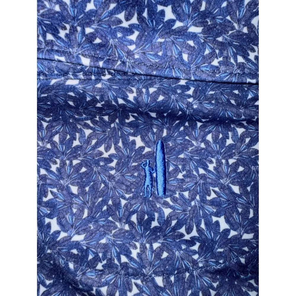 Johnnie-O Mens XXL Blue Floral Performance Polo Shirt Gainey Ranch UPF 50 Golf - Picture 9 of 10